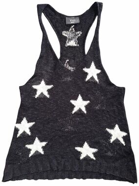 Indie Sleaze Knit Star Loose Fit Tank Top Vici Brand Festival Top